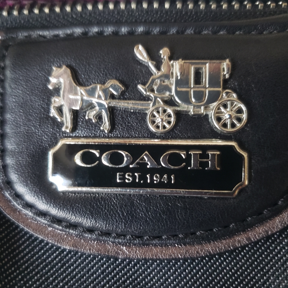 Coach Black and Gray Signature Handbag - Picture 10 of 13